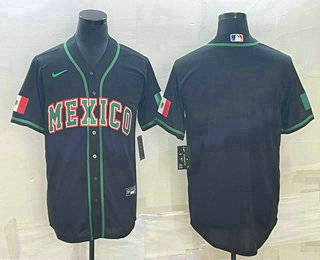 Men Mexico Baseball Blank 2023 Black World Baseball Classic Stitched Jerseys