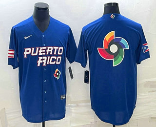 Men Puerto Rico Baseball 2023 Royal World Big Logo With Patch Classic Stitched Jersey 2