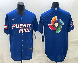 Men Puerto Rico Baseball 2023 Royal World Big Logo With Patch Classic Stitched Jerseys