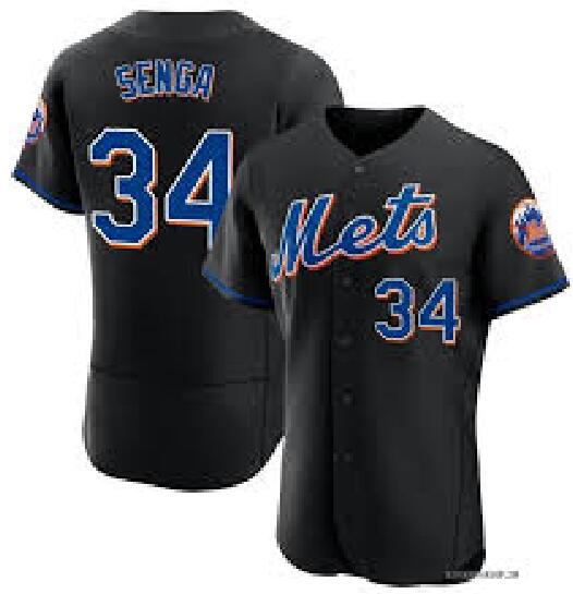 Men Nike New York Mets Kodai Senga #34 Black Stitched FLexbase MLB Jersey