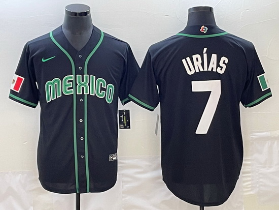 Men Mexico Baseball 7 Julio Urias 2023 Black World Baseball Classic Stitched JerseyS