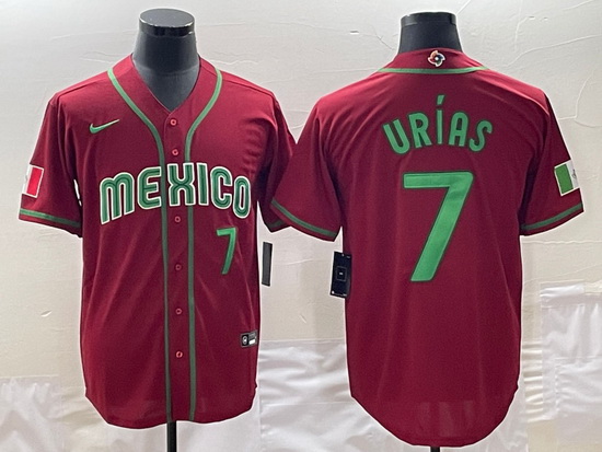 Men Mexico Baseball 7 Julio Urias 2023 Red World Baseball Classic Stitched JerseyS