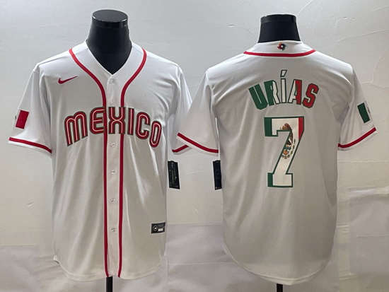 Men Mexico Baseball 7 Julio Urias 2023 White World Baseball Classic Stitched JerseyS