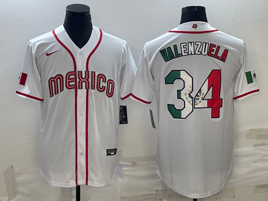 Men Mexico Baseball 34 Fernando Valenzuela 2023 White World Base