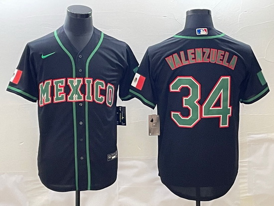 Men Mexico Baseball 34 Fernando Valenzuela 2023 Black World Baseball Classic Stitched Jersey