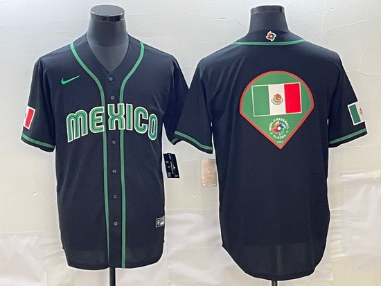 Men Mexico Baseball 2023 Black World Baseball Big Logo Classic Stitched JerseyS