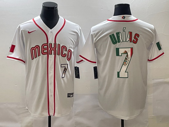 Men Mexico Baseball 7 Julio Urias 2023 White World Baseball Classic Stitched Jersey