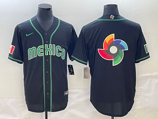 Men Mexico Baseball 2023 Black World Baseball Big Logo Classic Stitched JerseyS 1