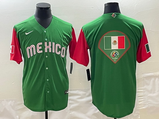 Men Mexico Baseball 2023 Green World Baseball Big Logo Classic Stitched Jersey