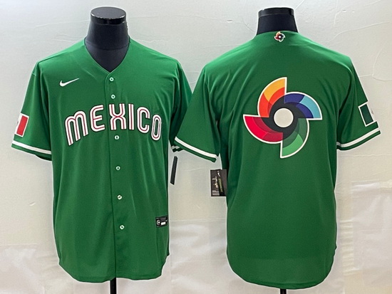 Men Mexico Baseball 2023 Green World Baseball Big Logo Classic Stitched JerseyS 1