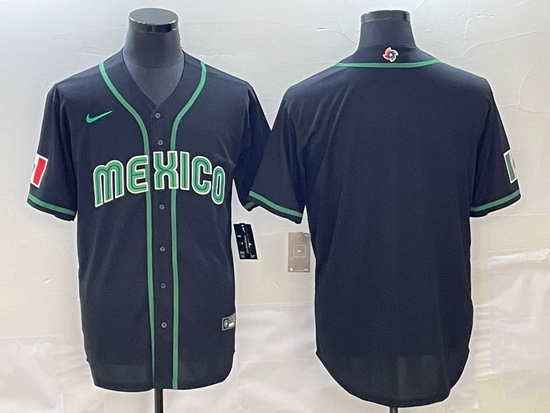 Men Mexico Baseball Blank 2023 Black World Baseball With Patch Classic Stitched Jersey