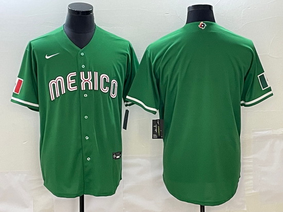 Men Mexico Baseball Blank 2023 Green World Baseball Classic Stitched Jersey 2