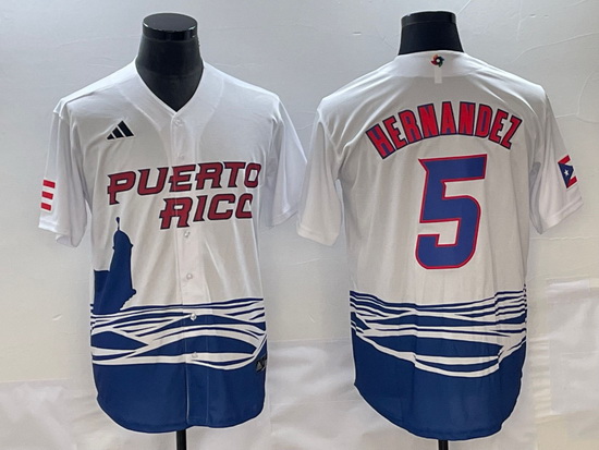 Men Puerto Rico Baseball 5 Enrique Hernandez 2023 White World Baseball Classic Stitched Jersey