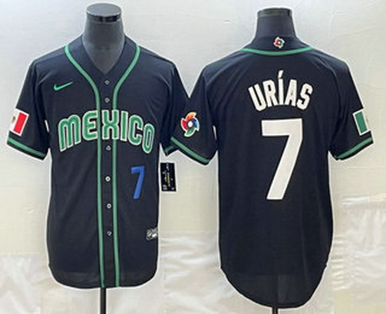 Men's Mexico Baseball #7 Julio Urias Number 2023 Black White World Classic Stitched Jersey1