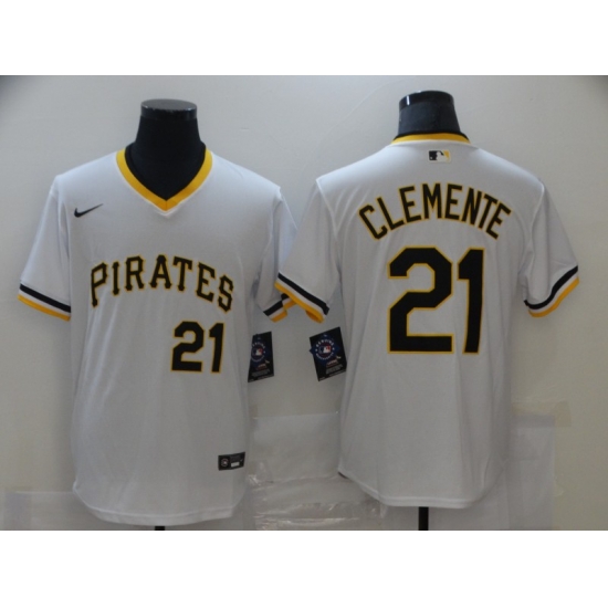 Youth Pittsburgh Pirates Roberto Clemente 21 White Mesh Batting Practice Throwback Pullover Nike Jer