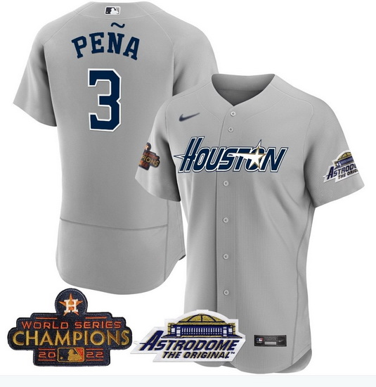 Men Astros Space City 3 Jeremy Pena Gray Champions Flexbase Jersey