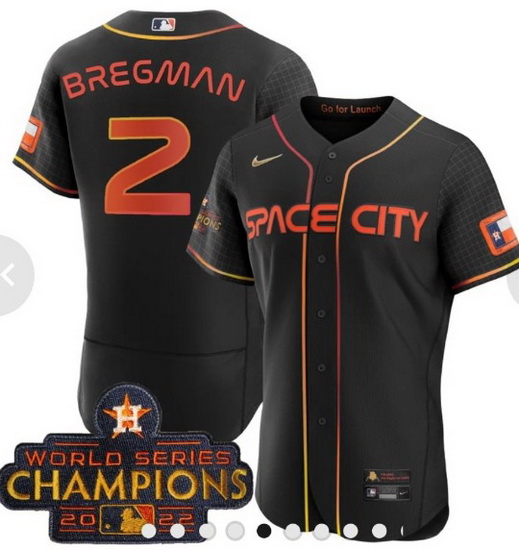 2023 Men Astros Space City 2 Alex Bregman Champions Flexbase Jersey