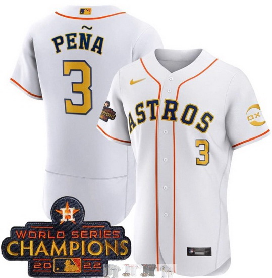 Men Astros Space City 3 Jeremy Pena White Champions Flexbase Jersey