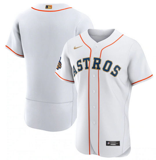 Men Houston Astros Blank White 2023 Gold Collection With World Serise Champions Patch Stitched Baseb