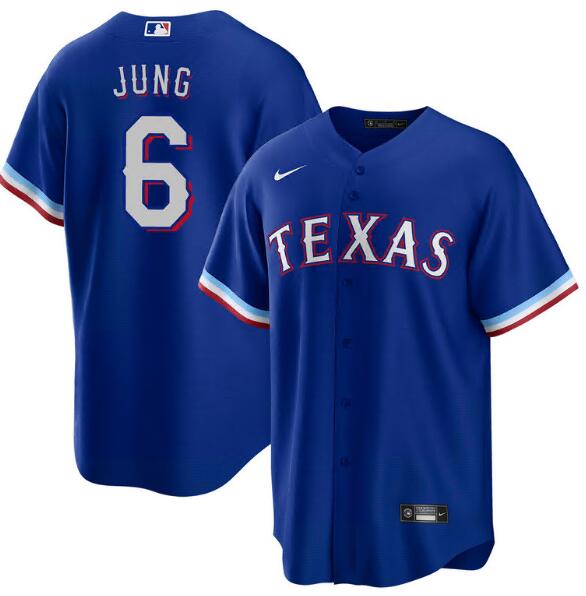 Men Texas Rangers Josh Jung #6 Blue Cool Base Stitched MLB Jersey