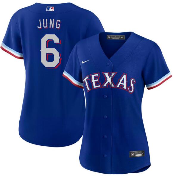 Women Texas Rangers Josh Jung #6 Blue Cool Base Stitched MLB Jersey