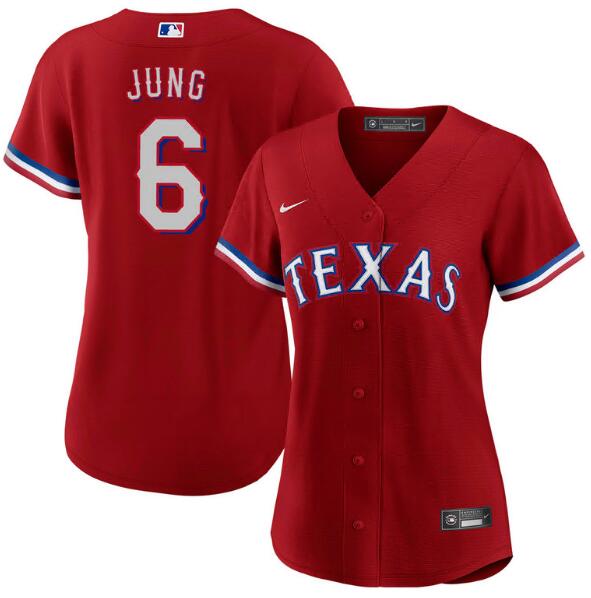 Women Texas Rangers Josh Jung #6 Red Cool Base Stitched MLB Jersey