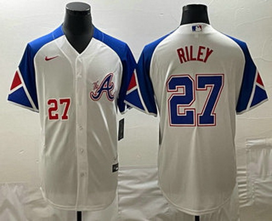 Mens Atlanta Braves #27 Austin Riley Number White 2023 City Conn