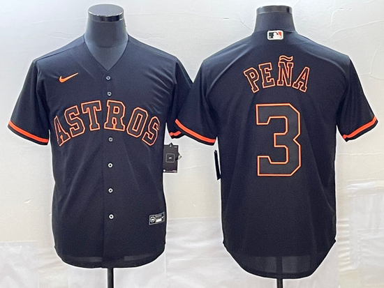 Men's Houston Astros #3 Jeremy Pena Lights Out Black Fashion Sti