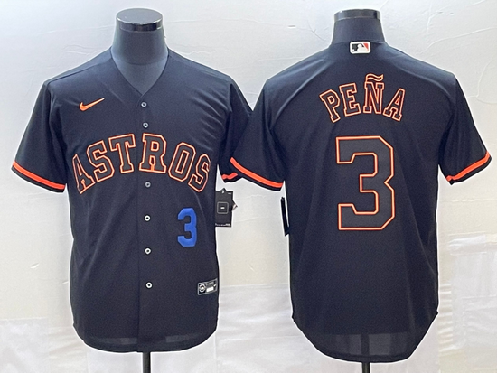 Men's Houston Astros #3 Jeremy Pena Number Lights Out Black Fash