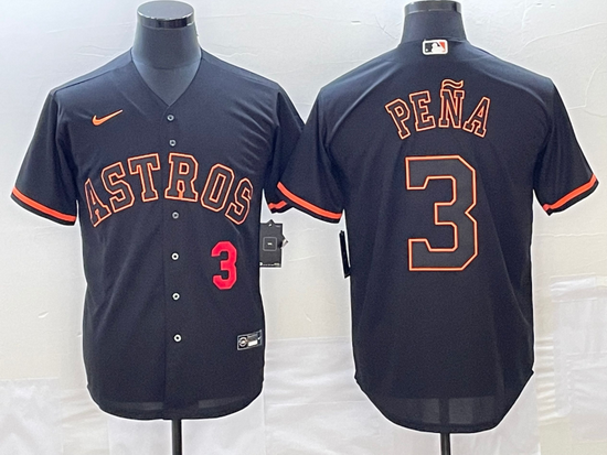 Men's Houston Astros #3 Jeremy Pena Number Lights Out Black Fash