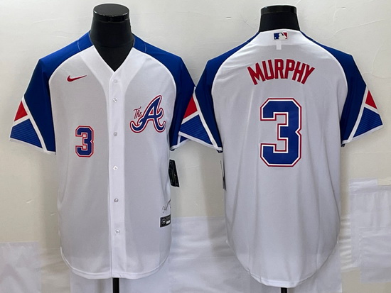 Men's Atlanta Braves #3 Dale Murphy Number White 2023 City Connect Cool Base Stitched Jersey1