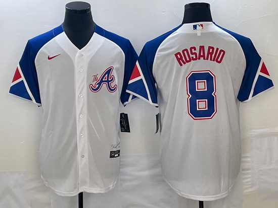 Men's Atlanta Braves #8 Eddie Rosario White 2023 City Connect Cool Base Stitched Jersey