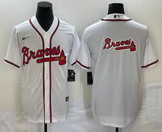 Men's Atlanta Braves White Team Big Logo Cool Base Stitched Base