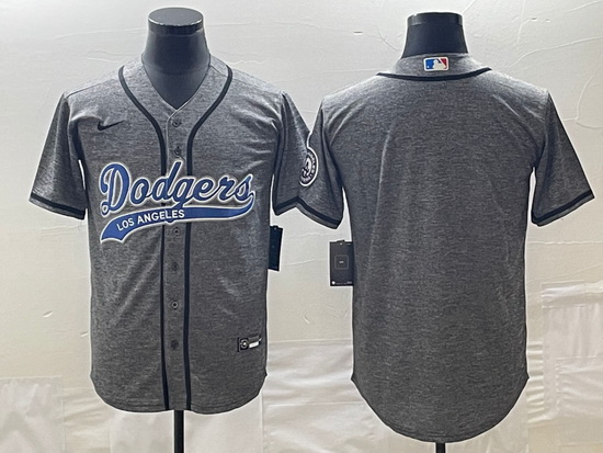 Men's Los Angeles Dodgers Blank Grey Gridiron Cool Base Stitched
