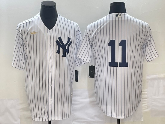 Men's New York Yankees #11 Anthony Volpe White No Name Throwback