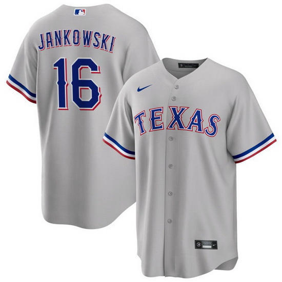Men's Texas Rangers #16 Travis Jankowski Gray Cool Base Stitched