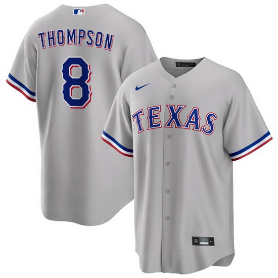 Men's Texas Rangers #8 Bubba Thompson Gray Cool Base Stitched Ba