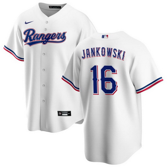 Men's Texas Rangers #16 Travis Jankowski White Cool Base Stitche