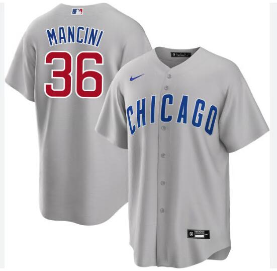 Men Chicago Cubs Trey Mancini #36 Gray Cool Base Stitched MLB Jersey