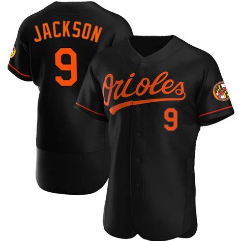 Men Baltimore Orioles Reggie Jackson #9 Black Flex base MLB Jersey