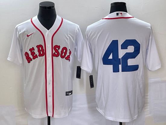 Men's Boston Red Sox #42 Jackie Robinson White Cool Base Stitche