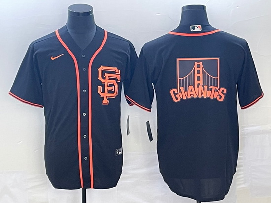 Men's San Francisco Giants Black Team Big Logo Cool Base Stitched Baseball Jersey