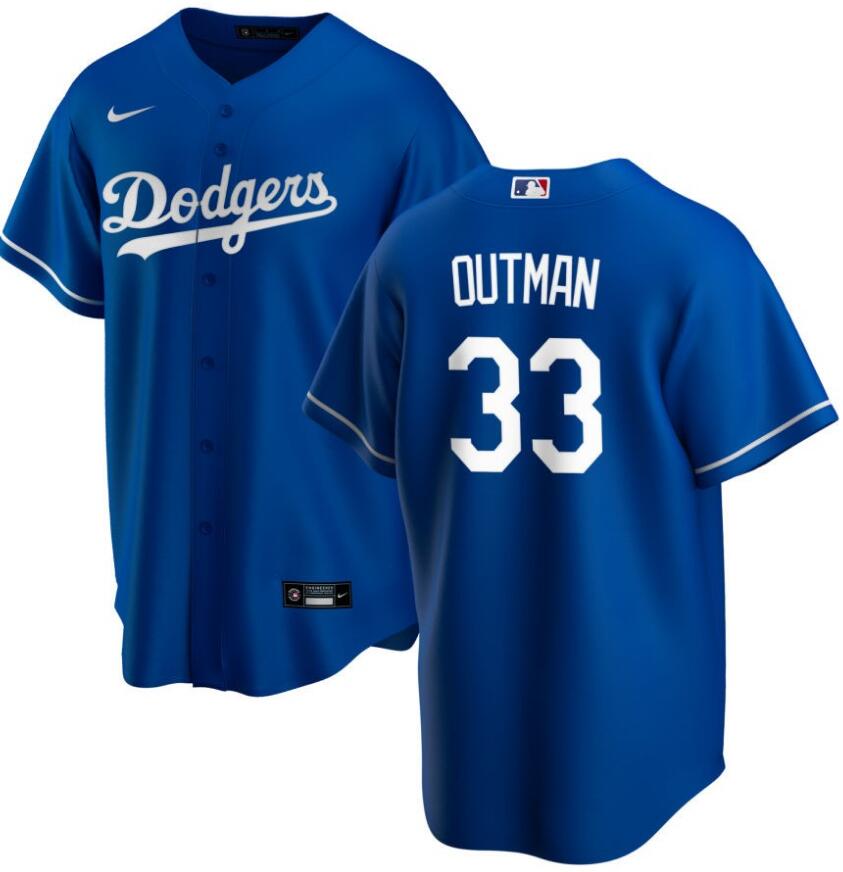 Men Los Angeles Dodgers 33 James Outman Blue Cool Base Stitched 