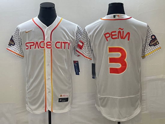 Men's Houston Astros #3 Jeremy Pena Number White 2023 City Conne