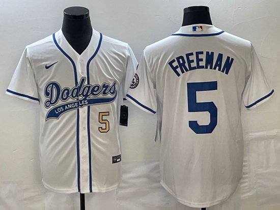 Men's Los Angeles Dodgers #5 Freddie Freeman Number White Cool B
