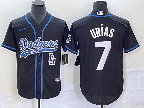 Men's Los Angeles Dodgers #7 Julio Urias Black With Patch Cool B