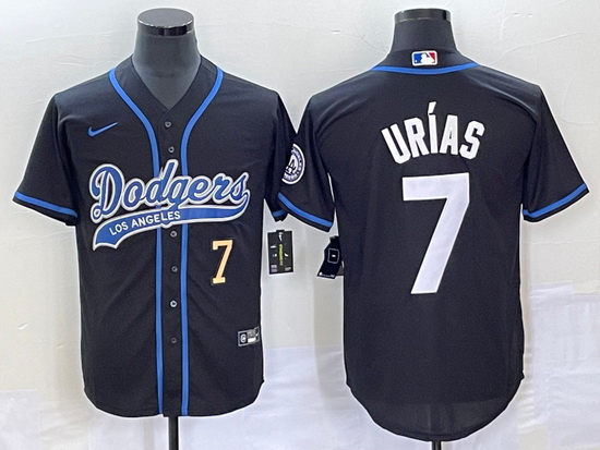 Men's Los Angeles Dodgers #7 Julio Urias Number Black With Patch