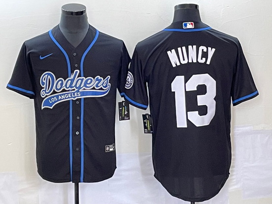 Men's Los Angeles Dodgers #13 Max Muncy Black With Patch Cool Ba
