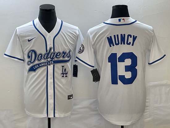 Men's Los Angeles Dodgers #13 Max Muncy White With Patch Cool Ba
