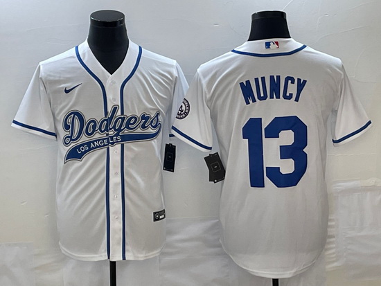 Men's Los Angeles Dodgers #13 Max Muncy White With Patch Cool Ba